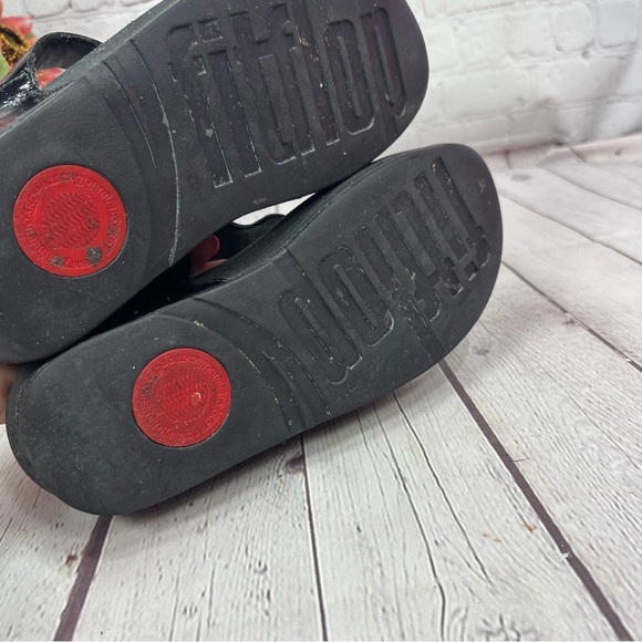 fitflop lunetta Black thong Sandals with beaded Accent wedge flip flop sz 8 - Picture 5 of 6